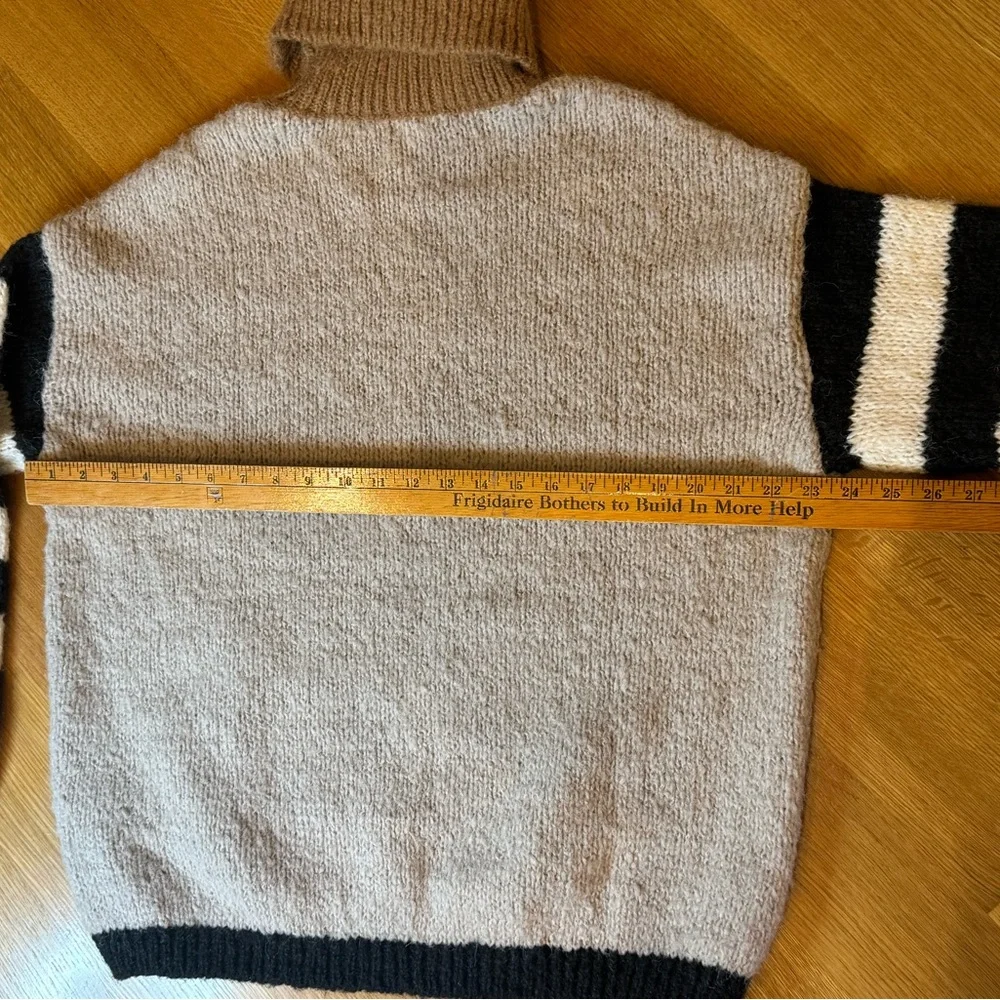 NWT EASEL brand Striped Beige and Black Turtle Neck Style Sweater size Small - Picture 3 of 7